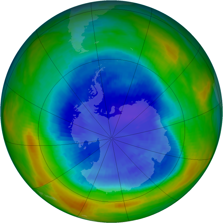 Antarctic ozone map for 12 September 1987